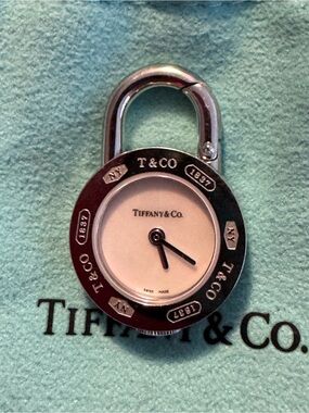 Tiffany & Co. Silver Padlock Watch pedant with White Dial